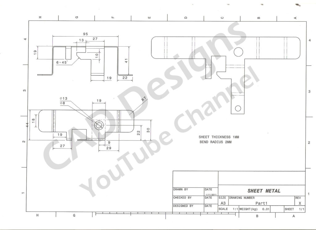 CAD Designs Sheetmetal Practice Drawings