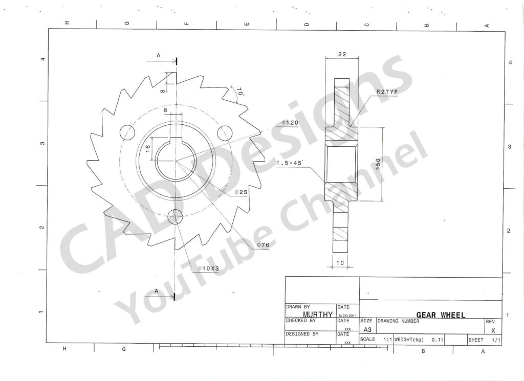 CAD Designs Gear Wheel Practice Design