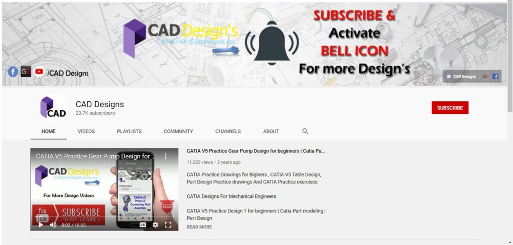 Its a CAD Designs YouTube Channel