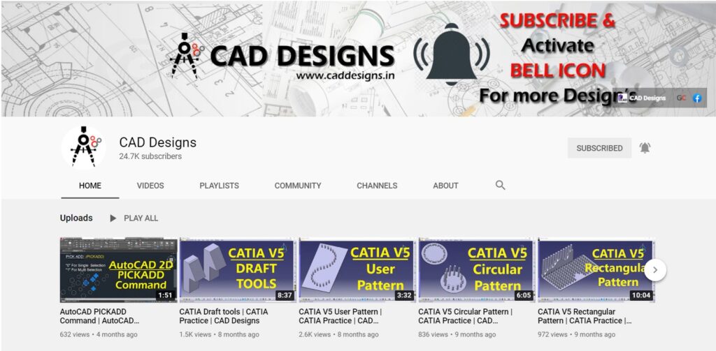 CAD Designs YouTube Channel