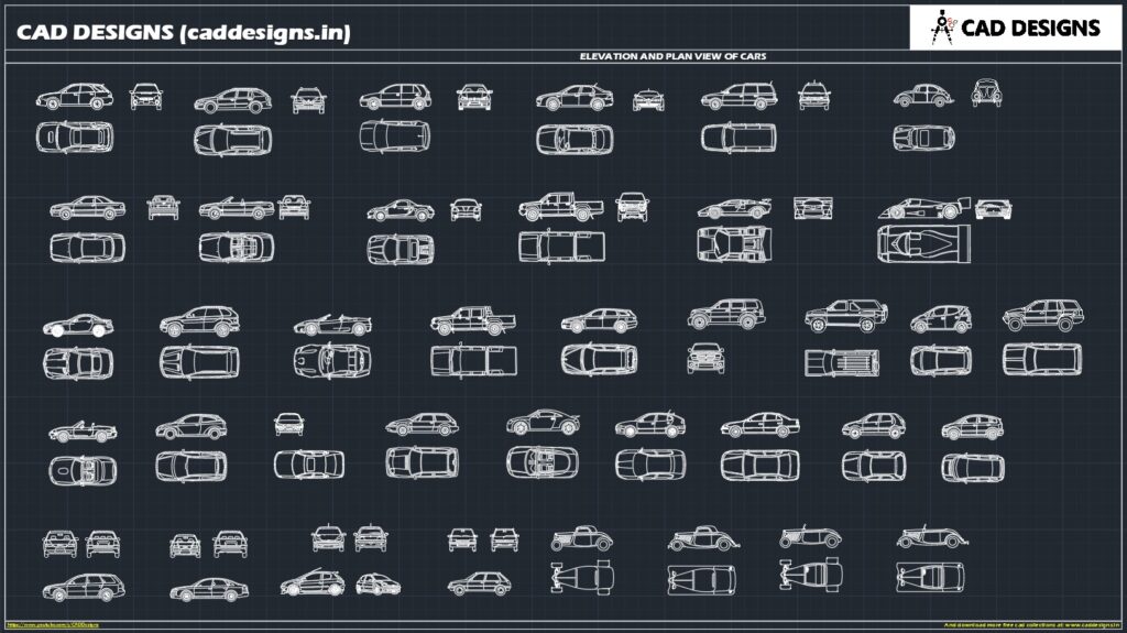 ELEVATION AND PLAN VIEWS OF CARS AutoCAD Blocks (caddesigns.in)