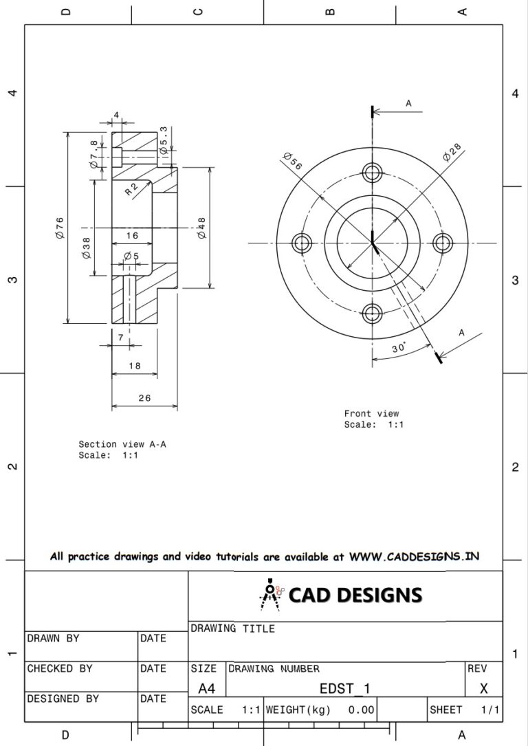 Mechanical Practice Drawing Sheets for AutoCAD, CATIA, NX, SOLIDWORKS, and ProE (www.caddesigns.in)_01