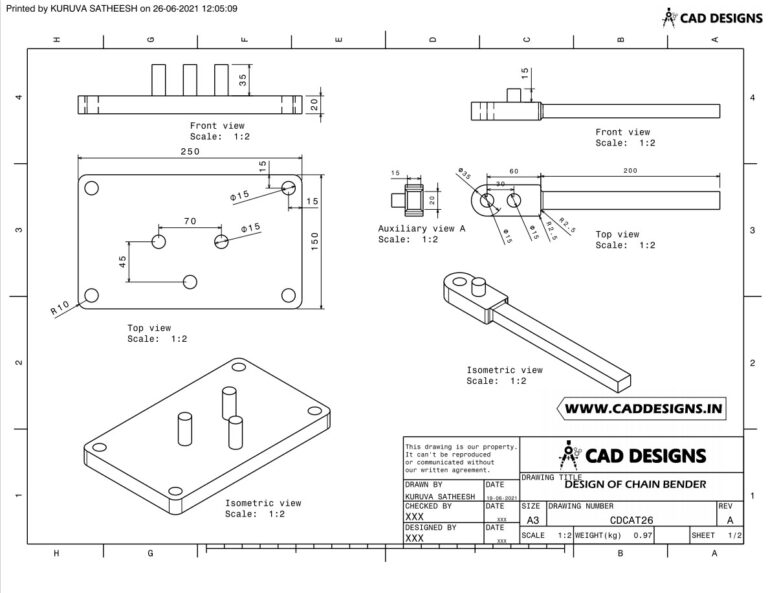 Mechanical Practice Drawing Sheets for AutoCAD, CATIA, NX, SOLIDWORKS, and ProE (www.caddesigns.in)_26.1