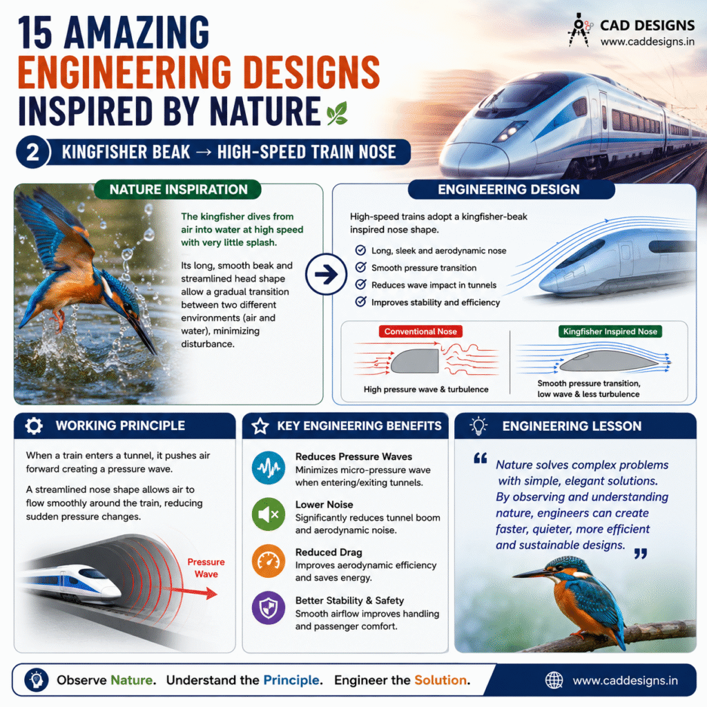2. Kingfisher Beak → High-Speed Train Nose