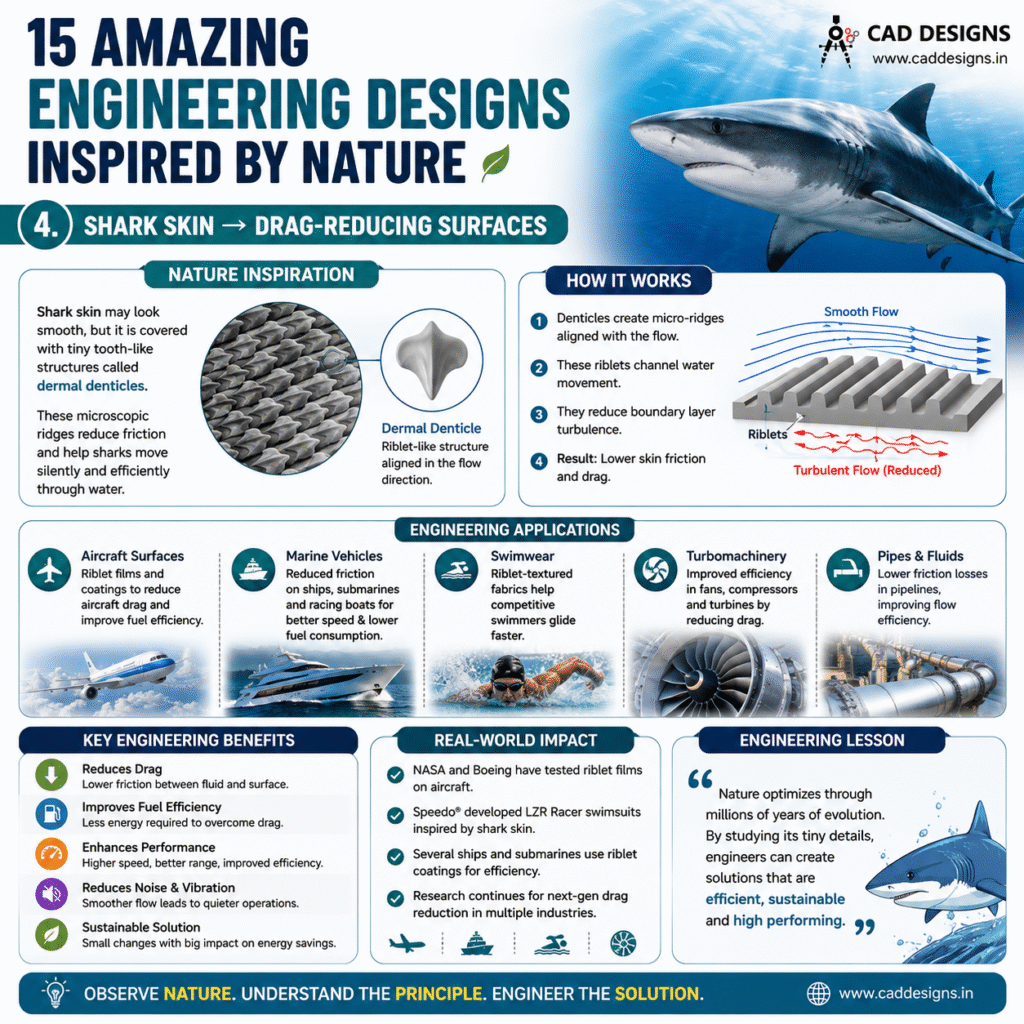 4. Shark Skin → Drag-Reducing Surfaces