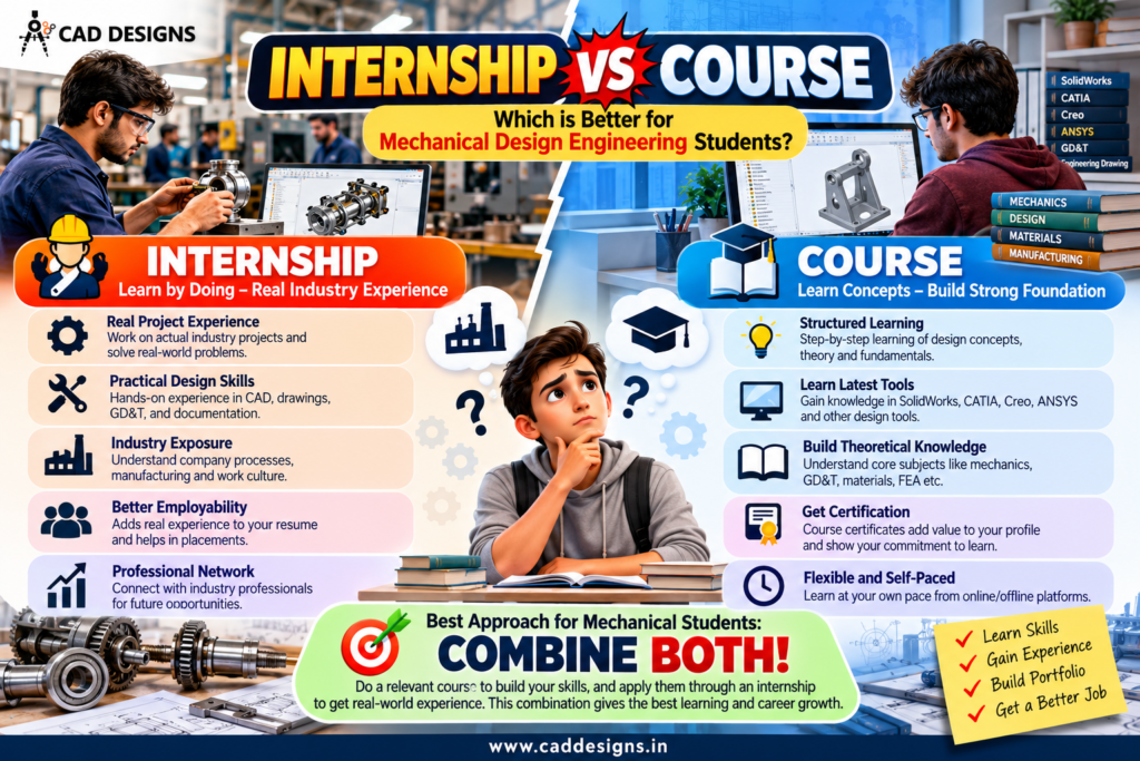 Internship vs Course for Mechanical Design Engineering Students – Which Is Better - For WordPress First image